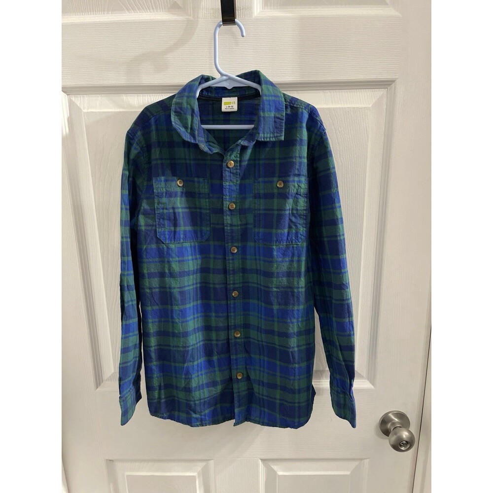 Crazy 8 Button Down Shirt Size L(10-12) Blue/Green